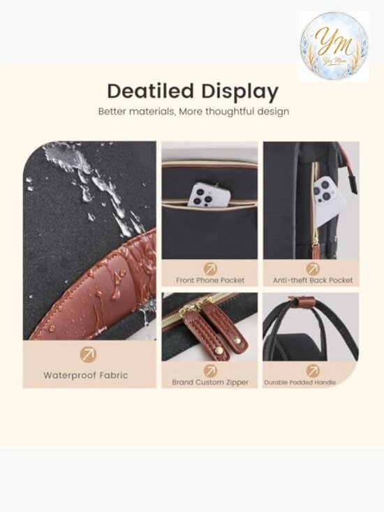 Large Capacity Laptop Backpack with Anti-Theft Pocket, USB Charging Port, main image 5